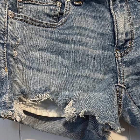American Eagle Outfitters Blue Jean Shorty Shorts Distressed Style - Picture 4 of 6